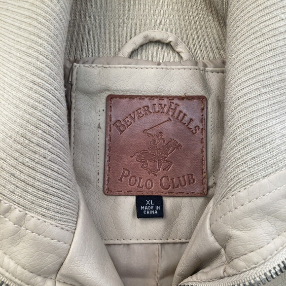 Beverly Hills Polo Club Women’s Tan Faux Leather Short Bomber Jacket Junior Xl - Picture 2 of 16